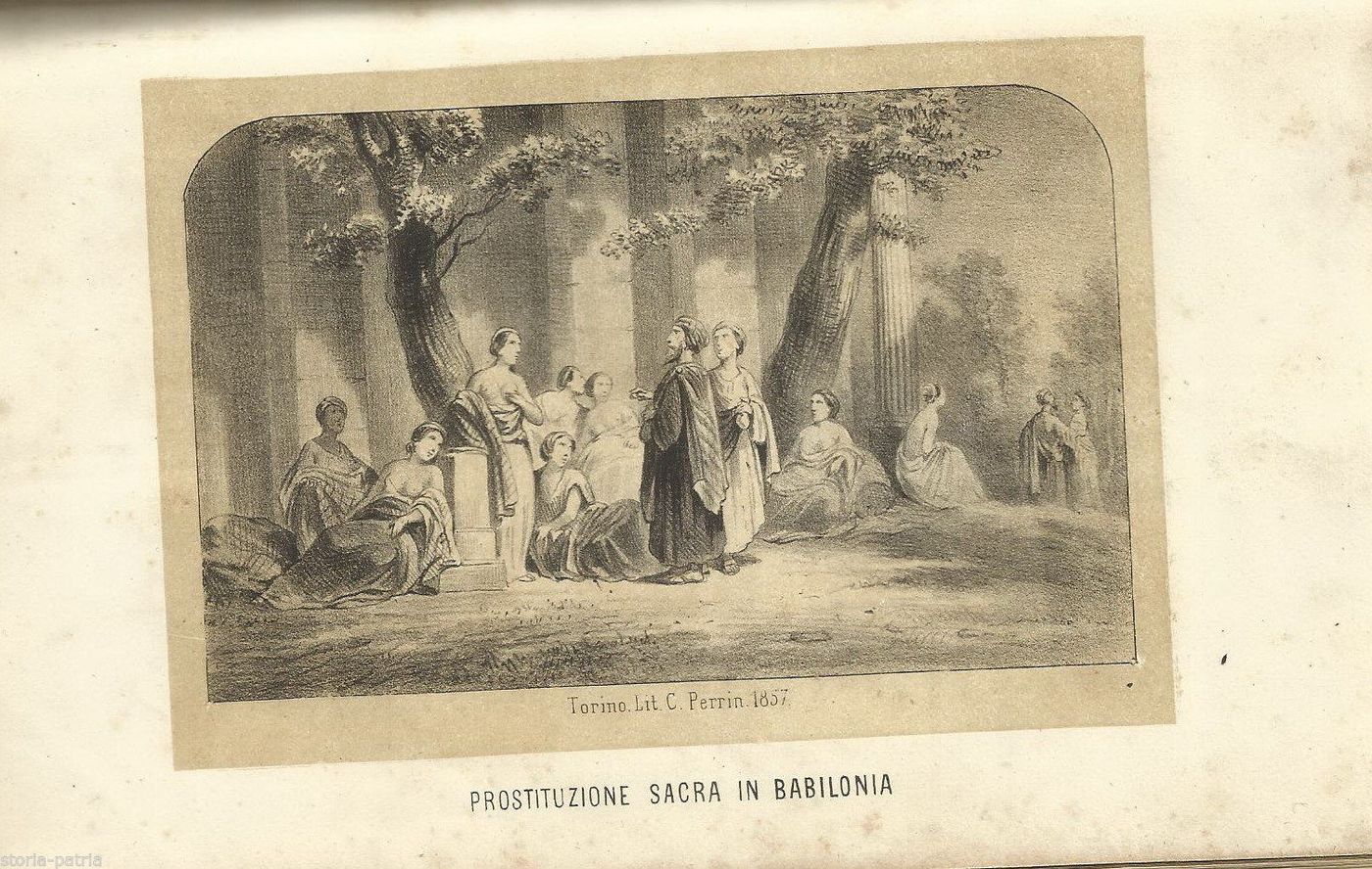 Litografia Sulla Prostituzione Sacra In Babilonia, 1857, Torino, C. Perrin