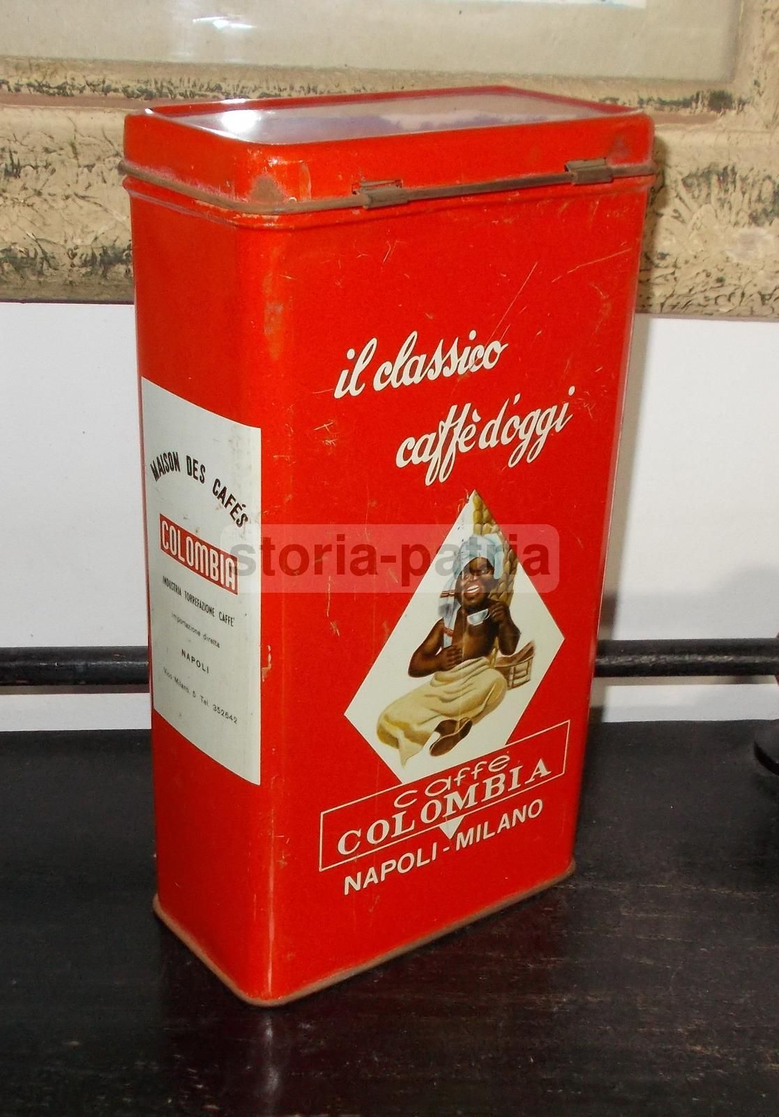 Scatola In Latta Caffè Colombia Napoli Milano, Anni '60