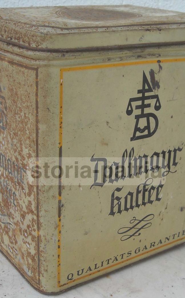 Scatola Pubblicitaria Vintage Dallmayr Kaffee In Latta, Anni '30 '50