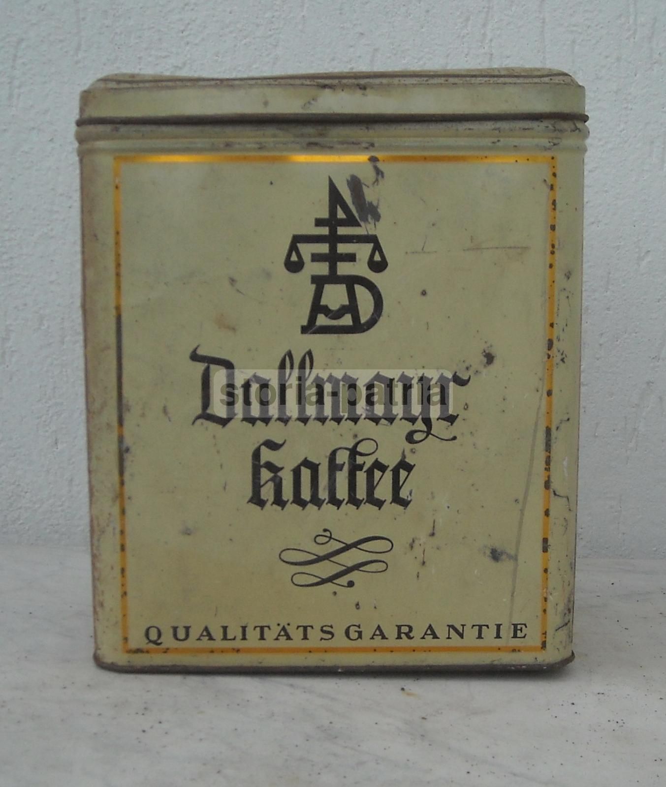 Scatola Pubblicitaria Vintage Dallmayr Kaffee In Latta, Anni '30 '50