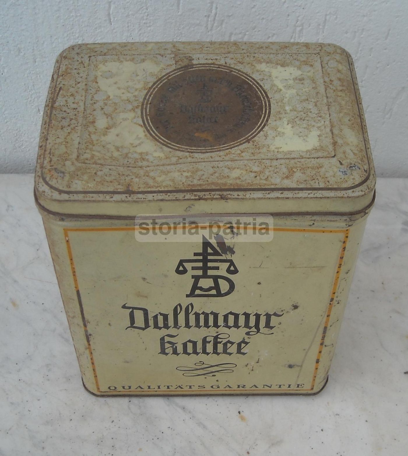 Scatola Pubblicitaria Vintage Dallmayr Kaffee In Latta, Anni '30 '50