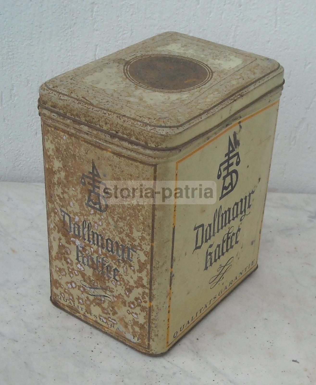 Scatola Pubblicitaria Vintage Dallmayr Kaffee In Latta, Anni '30 '50