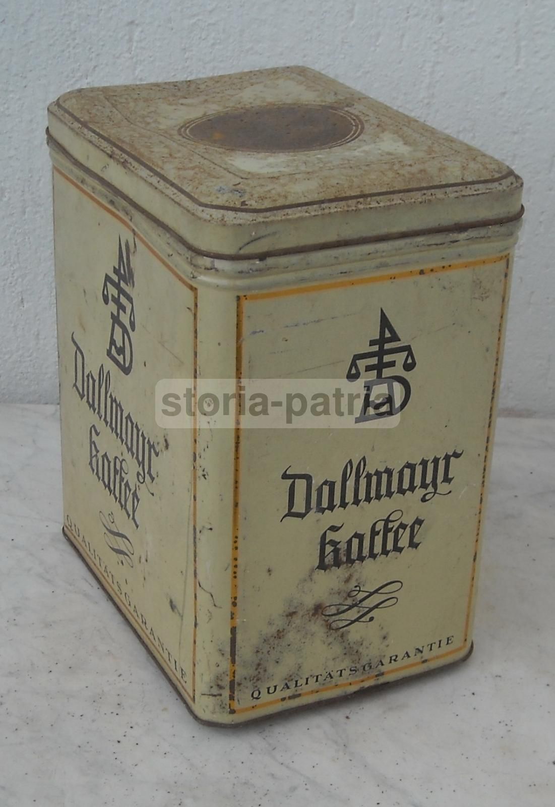 Scatola Pubblicitaria Vintage Dallmayr Kaffee In Latta, Anni '30 '50