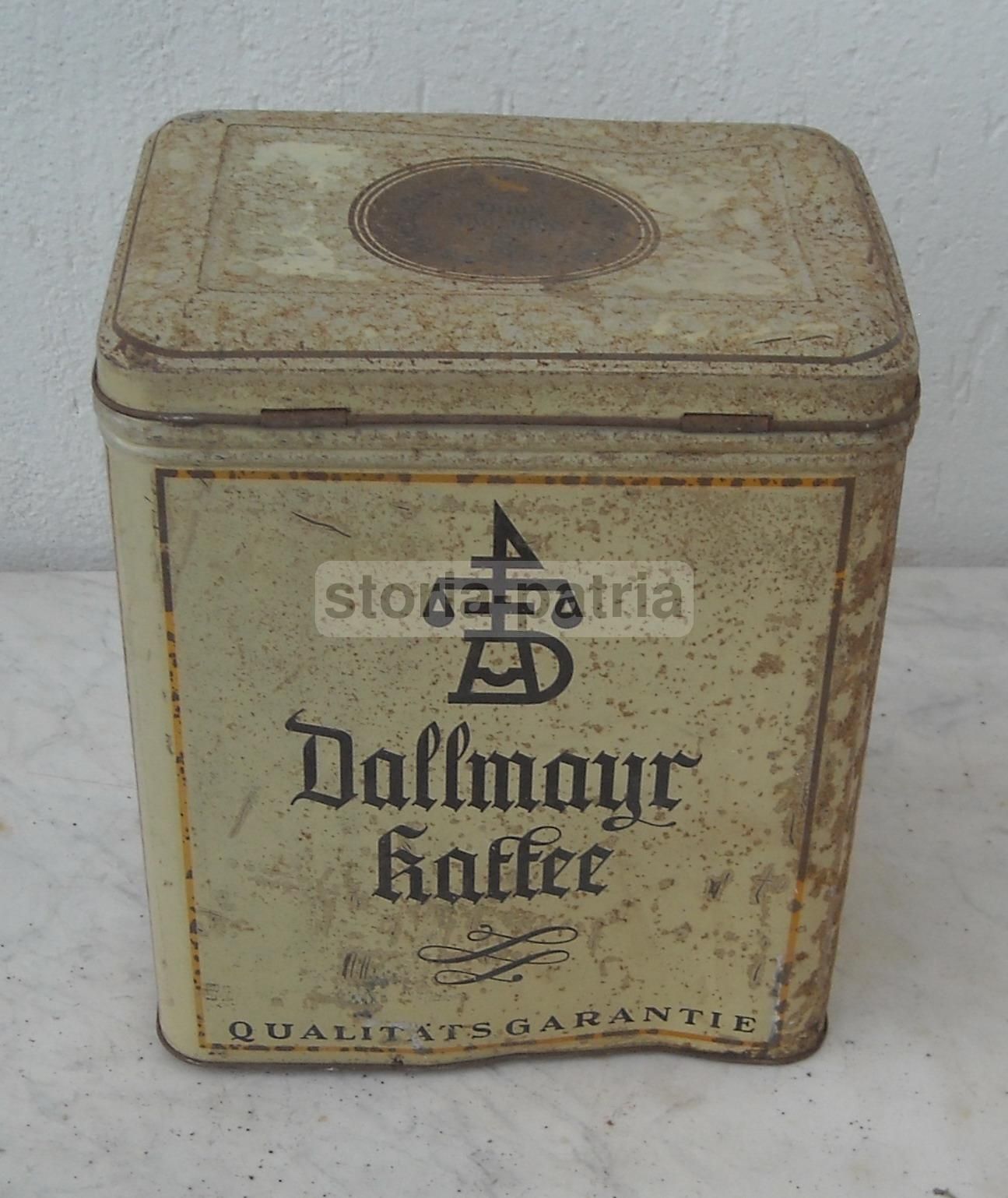 Scatola Pubblicitaria Vintage Dallmayr Kaffee In Latta, Anni '30 '50