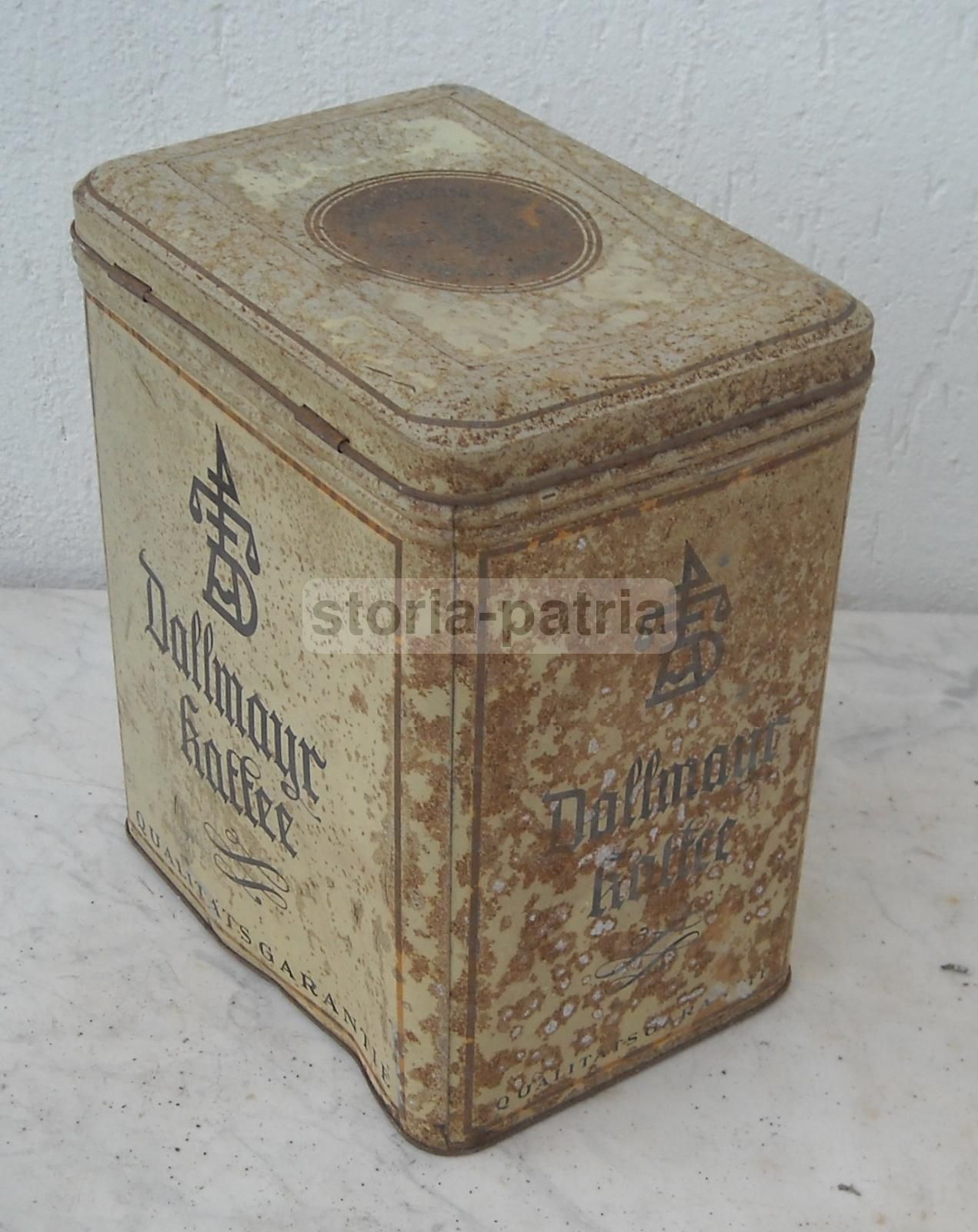 Scatola Pubblicitaria Vintage Dallmayr Kaffee In Latta, Anni '30 '50