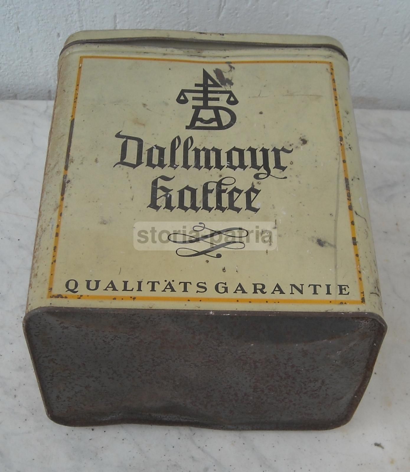Scatola Pubblicitaria Vintage Dallmayr Kaffee In Latta, Anni '30 '50