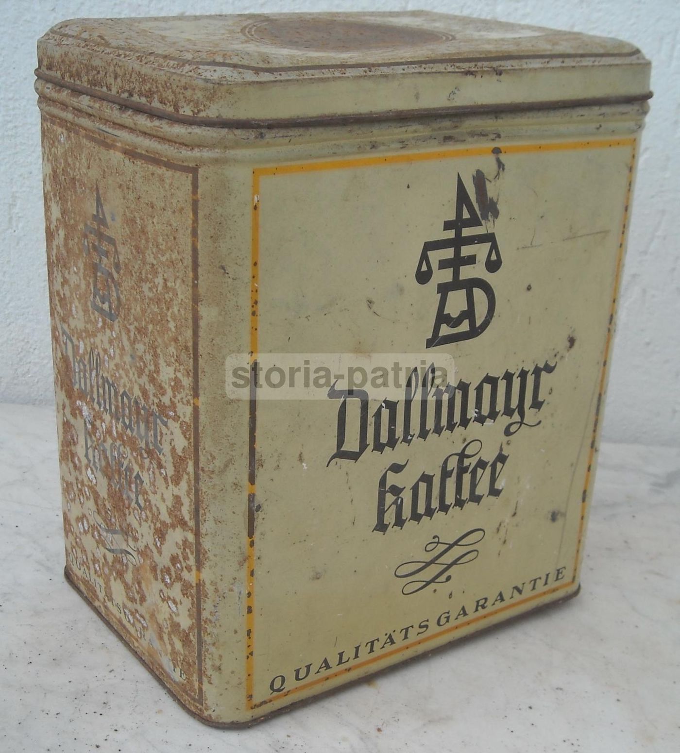 Scatola Pubblicitaria Vintage Dallmayr Kaffee In Latta, Anni '30 '50