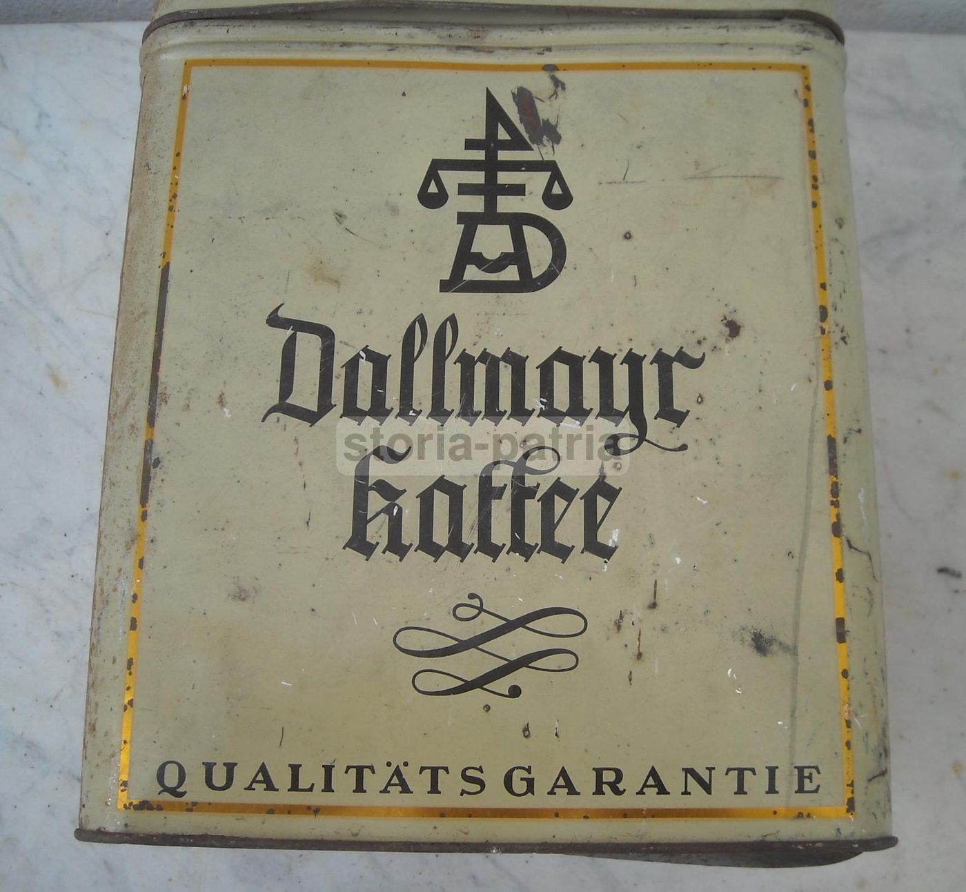 Scatola Pubblicitaria Vintage Dallmayr Kaffee In Latta, Anni '30 '50