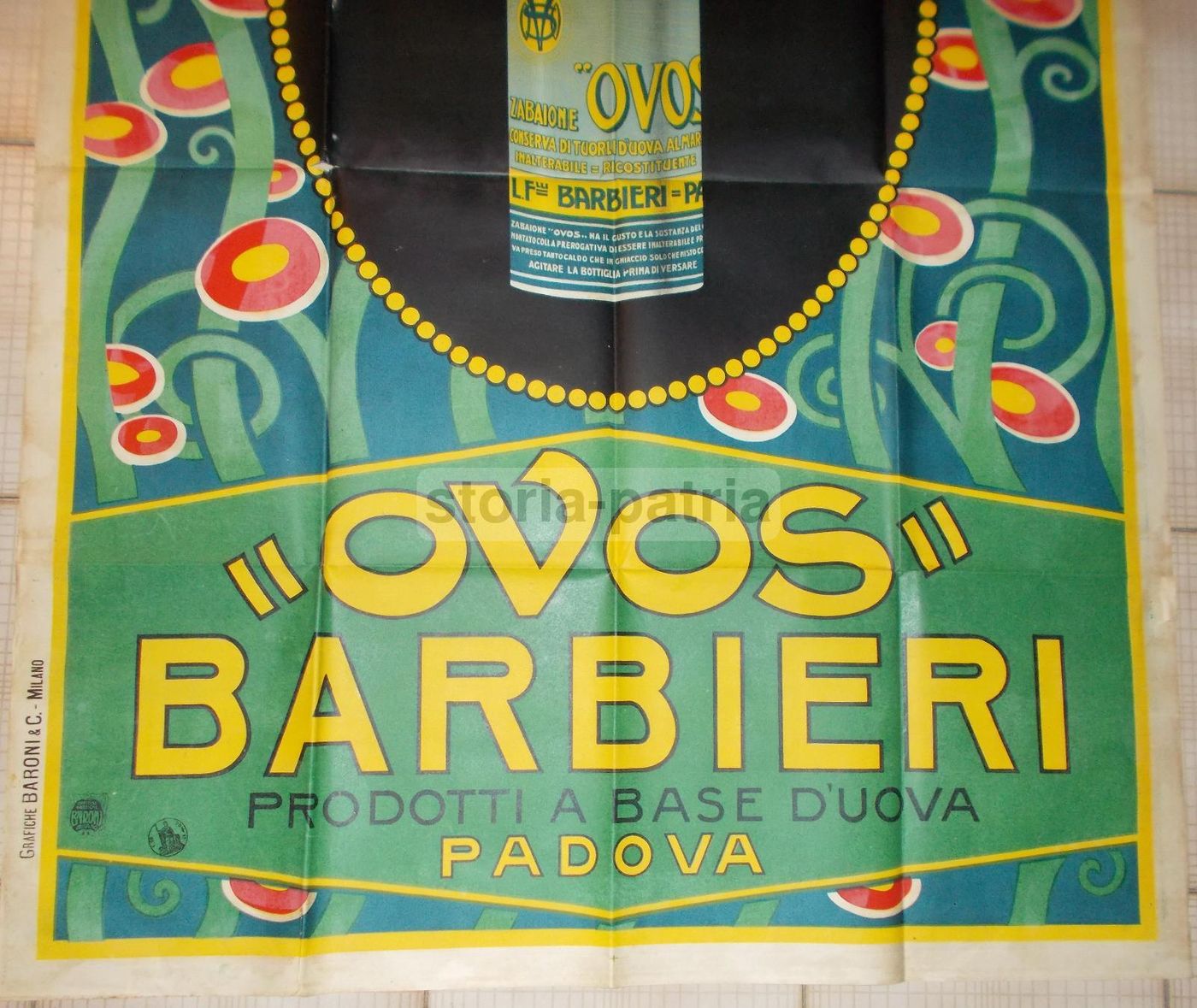 Manifesto Pubblicitario Liquore Ovos Scandellari Liberty Padova