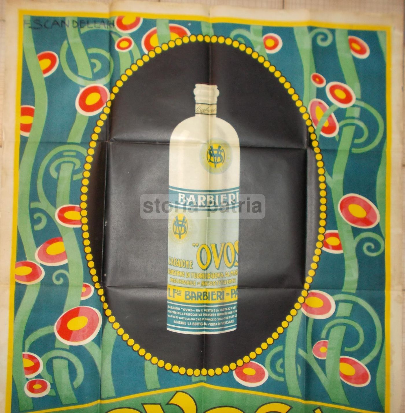 Manifesto Pubblicitario Liquore Ovos Scandellari Liberty Padova