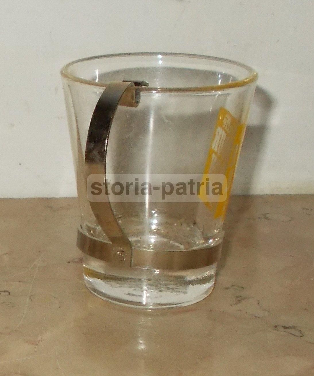 Bicchiere Pubblicitario Caffè Bourbon Vintage Con Manico Metallo