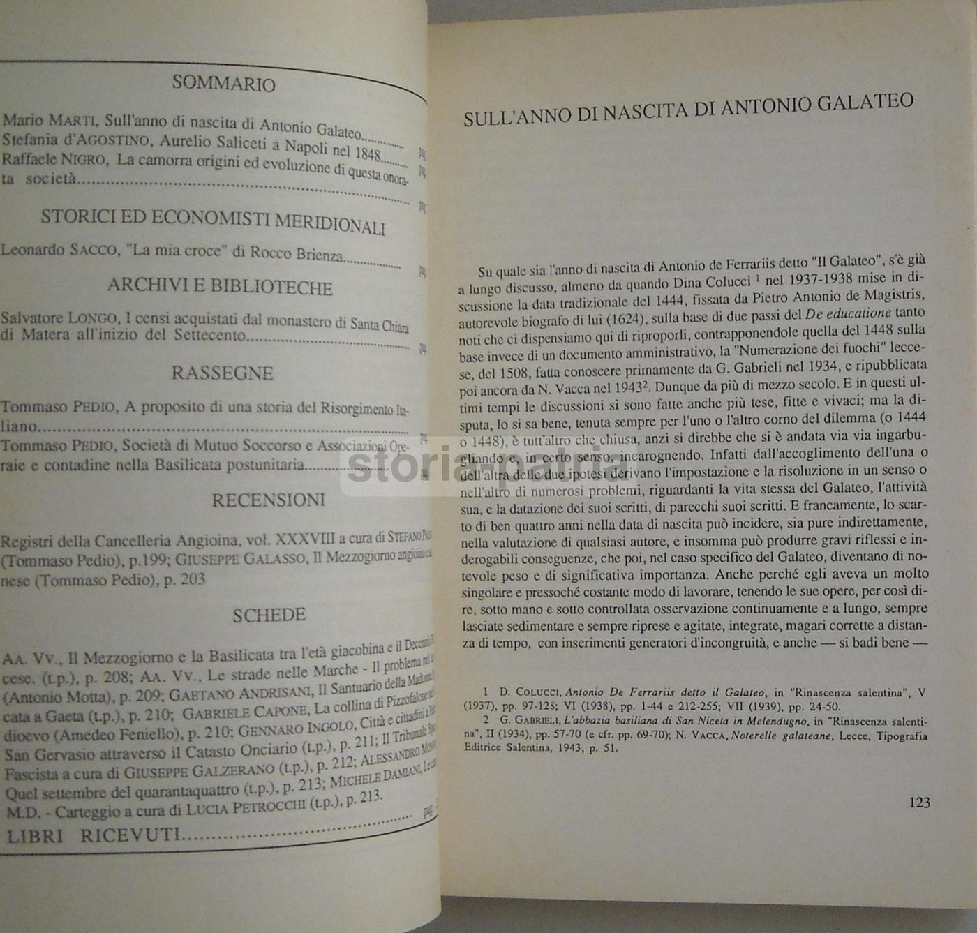 Studi Storici Meridionali 1992: Basilicata, Camorra, Galateo, Salento
