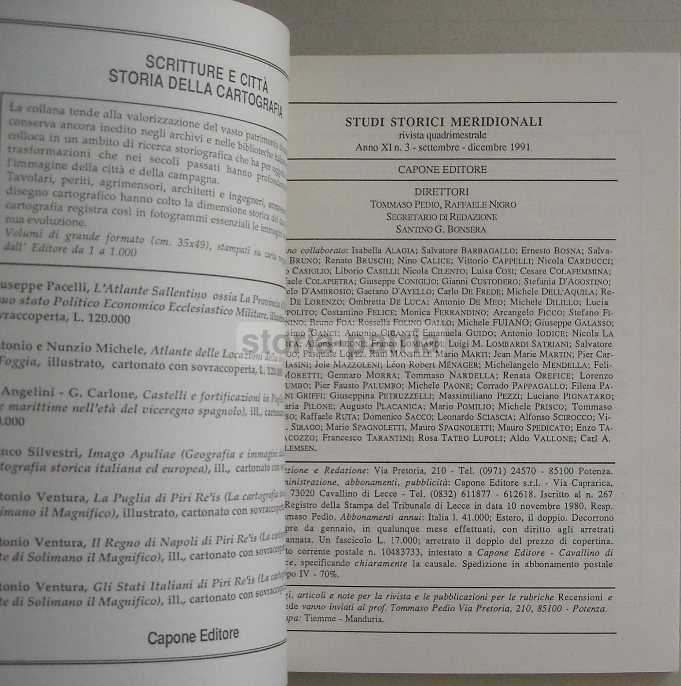 Studi Storici Meridionali 1991: Basilicata, Molise, Calabria, Napoli