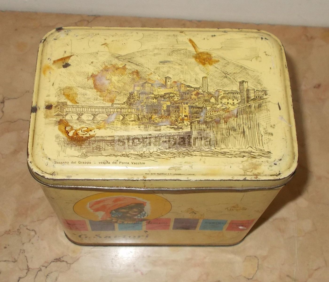 Scatola Pubblicitaria Sartori Bassano Del Grappa Spezie Anni 50