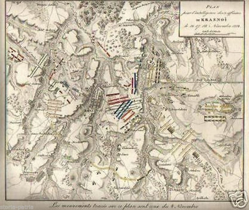 Mappa Battaglia Di Krasnoi 1812, Incisione Originale All'Acquaforte