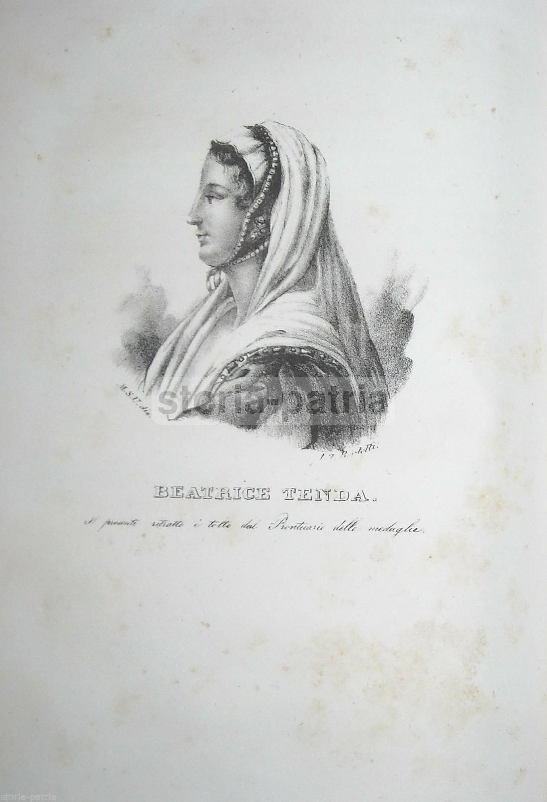Beatrice Tenda, Ritratto Litografico Di Bertotti, 1840 Originale
