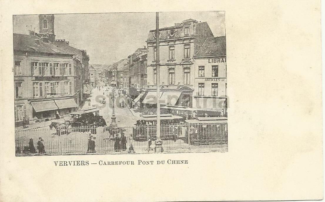 Cartolina Antica Verviers Belgio Carrefour Pont Du Chêne Anni '20