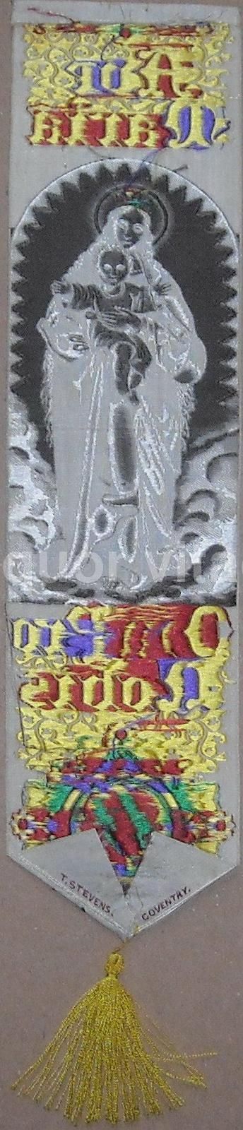 Segnalibro Antico Madonna Con Bambino, T. Stevens, Coventry, 1900