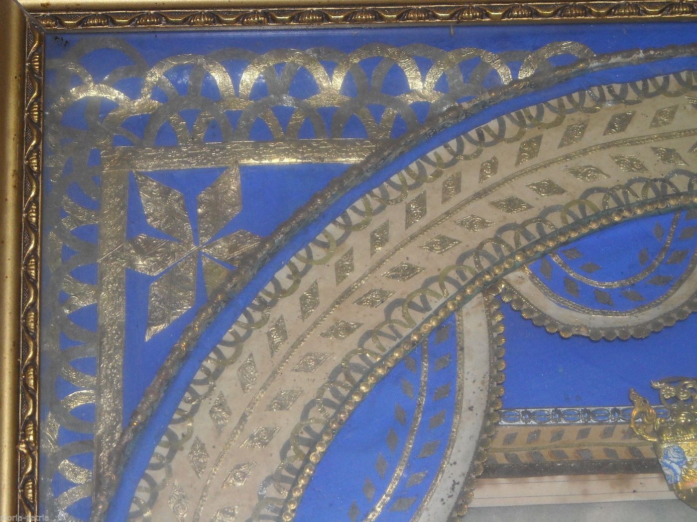 Stampa Devozionale Immacolata Litografia '800 Con Bacheca Artigianale