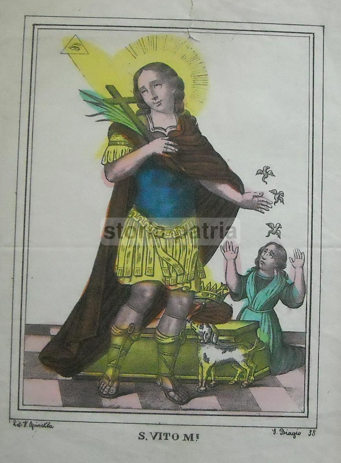 Antica Stampa Litografica San Vito Martire, F. Apicella, XIX Secolo