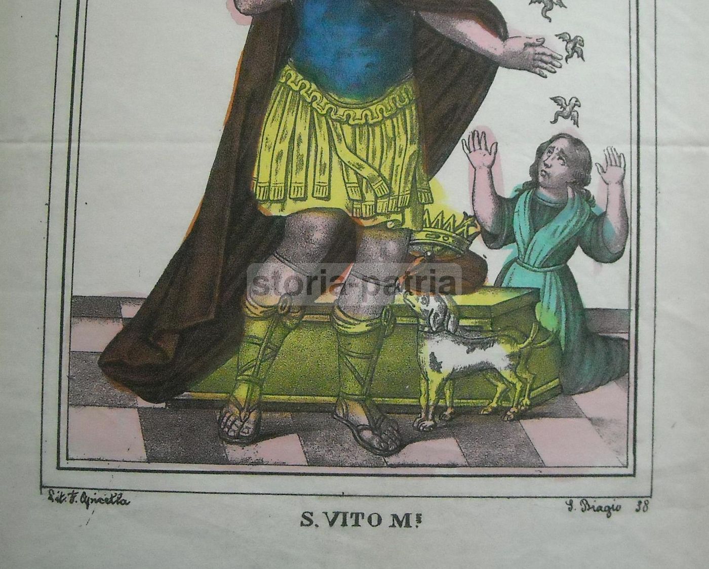 Antica Stampa Litografica San Vito Martire, F. Apicella, XIX Secolo
