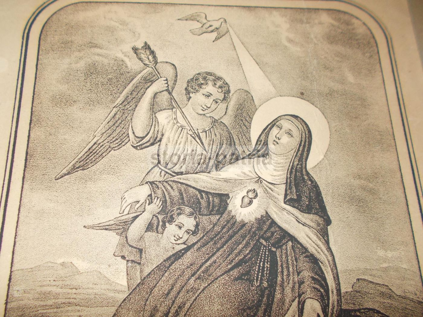 Santa Teresa Di Gesù, Stampa Devozionale, Litografia Di F. Apicella, XIX Secolo