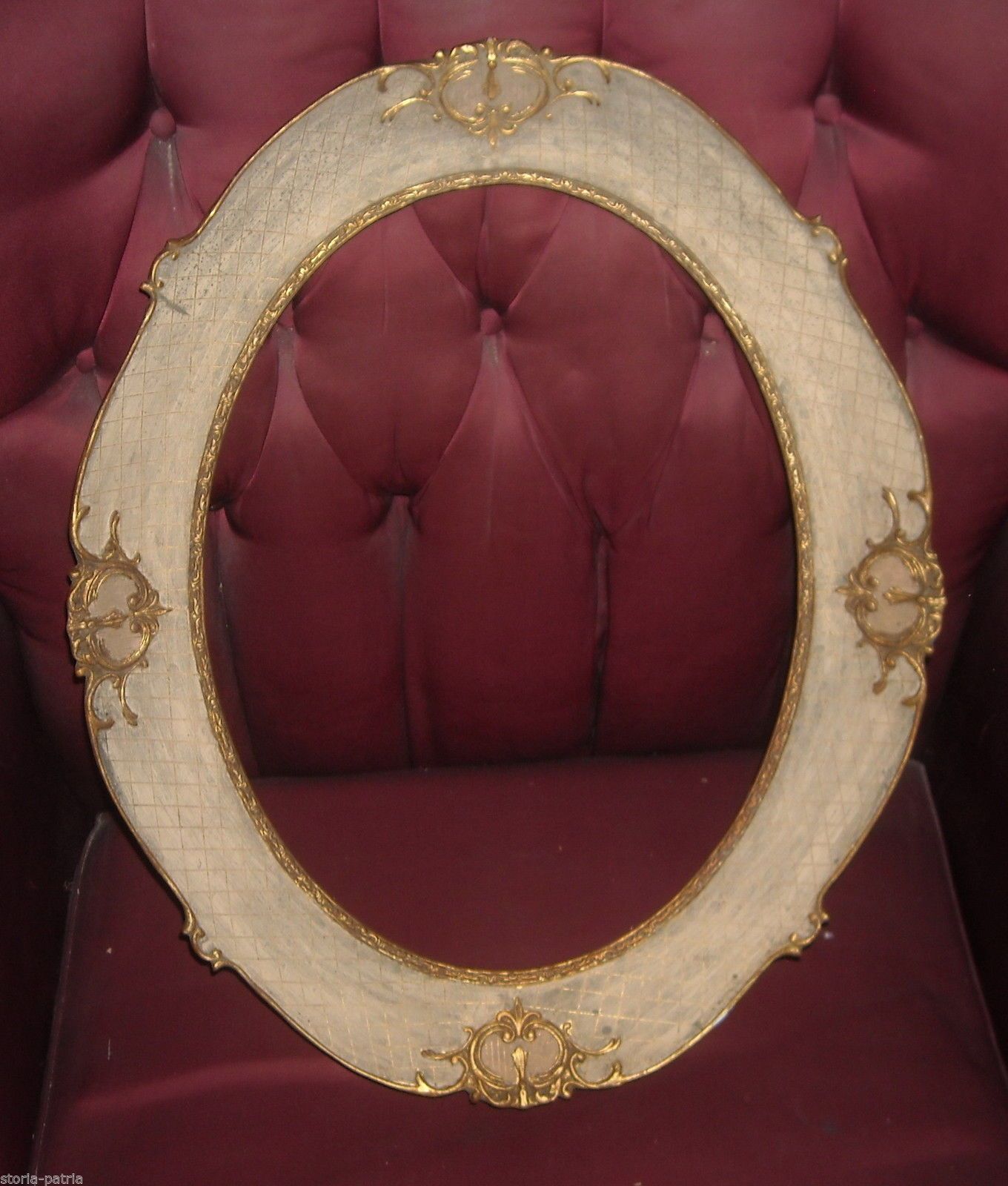 Cornice Ovale Laccata E Dorata Epoca Anni '30 (50x40 Cm)