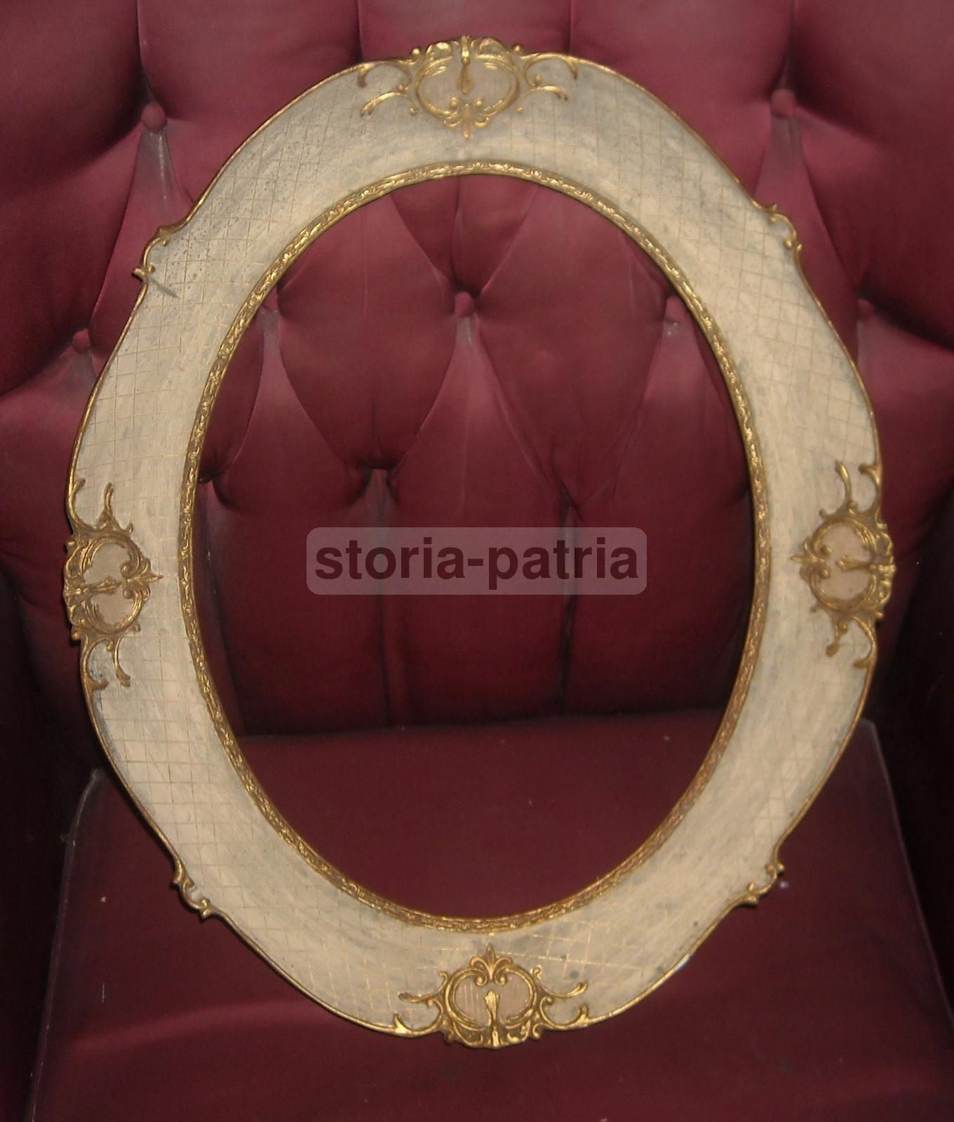 Cornice Ovale Laccata E Dorata Epoca Anni '30 (50x40 Cm)