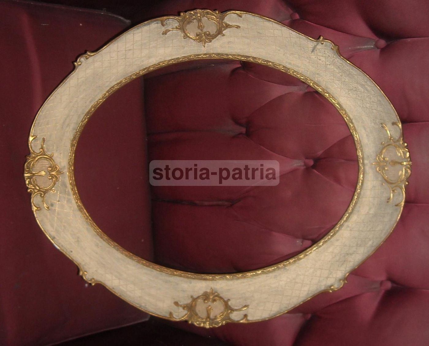 Cornice Ovale Laccata E Dorata Epoca Anni '30 (50x40 Cm)