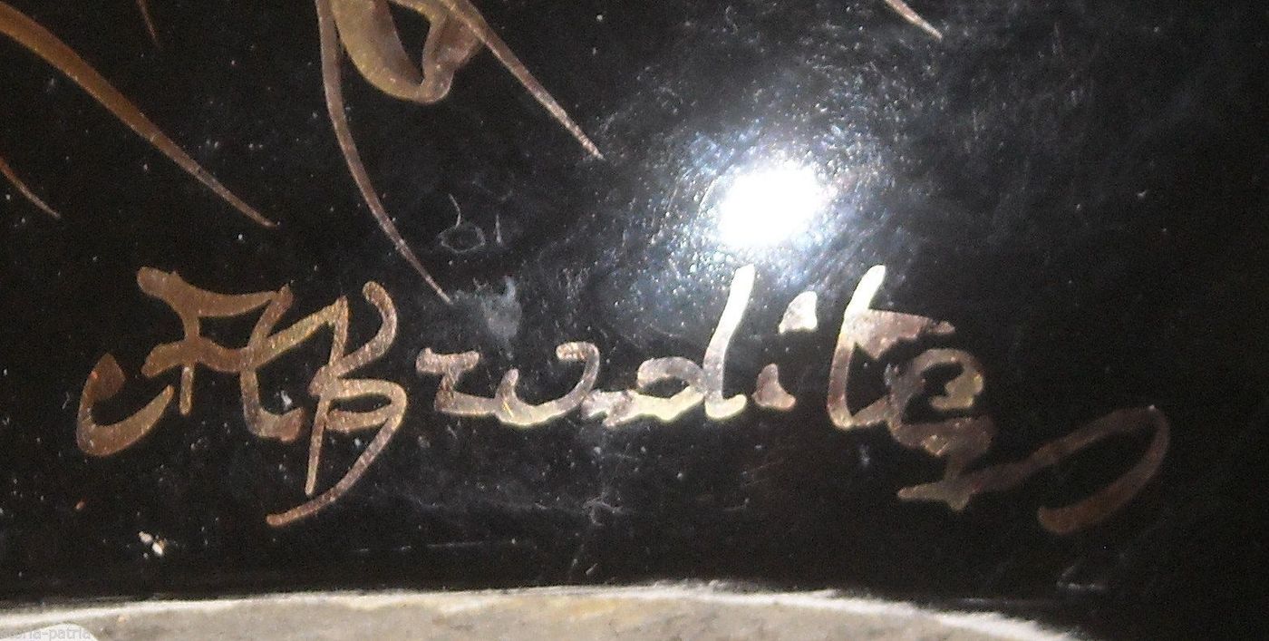 Lampada Da Tavolo In Ceramica Nera Con Decoro Pavone Dorato, Afrodite