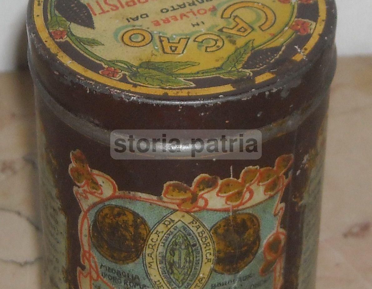 Scatola Latta Liberty Cacao Trappisti Roma Primi '900 Colosseo
