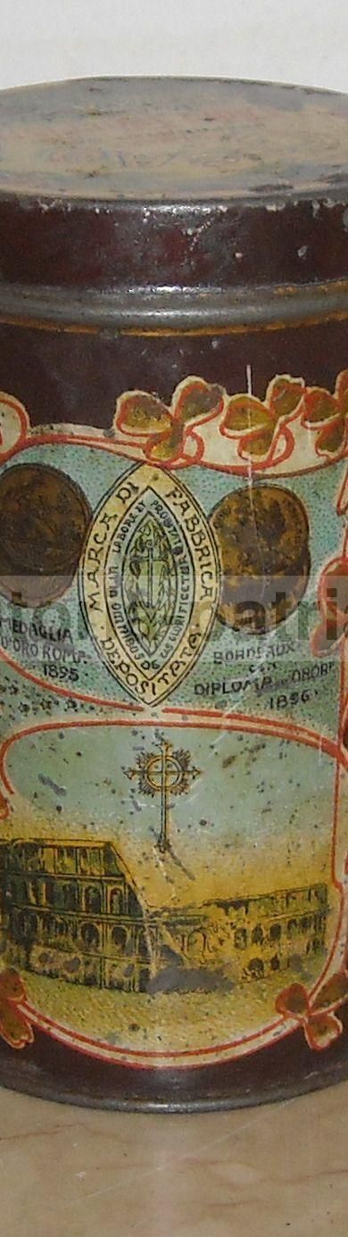 Scatola Latta Liberty Cacao Trappisti Roma Primi '900 Colosseo