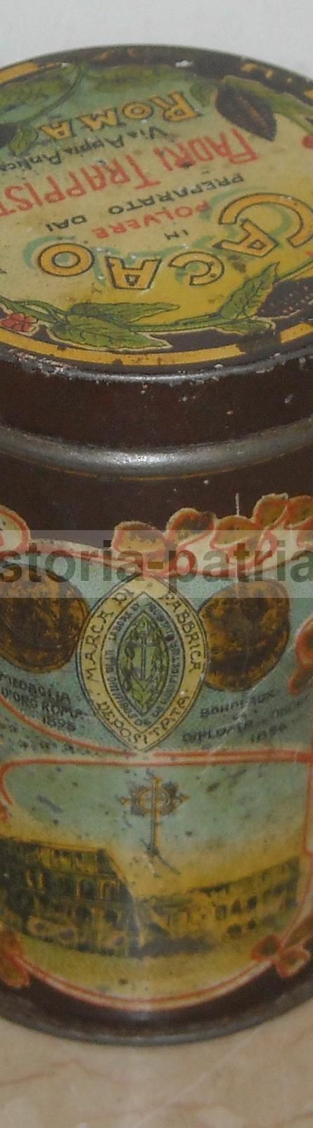 Scatola Latta Liberty Cacao Trappisti Roma Primi '900 Colosseo