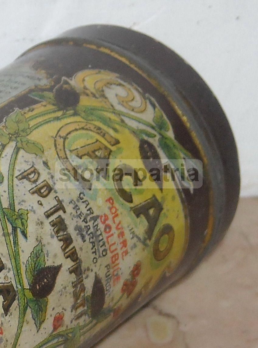 Scatola Latta Liberty Cacao Trappisti Roma Primi '900 Colosseo