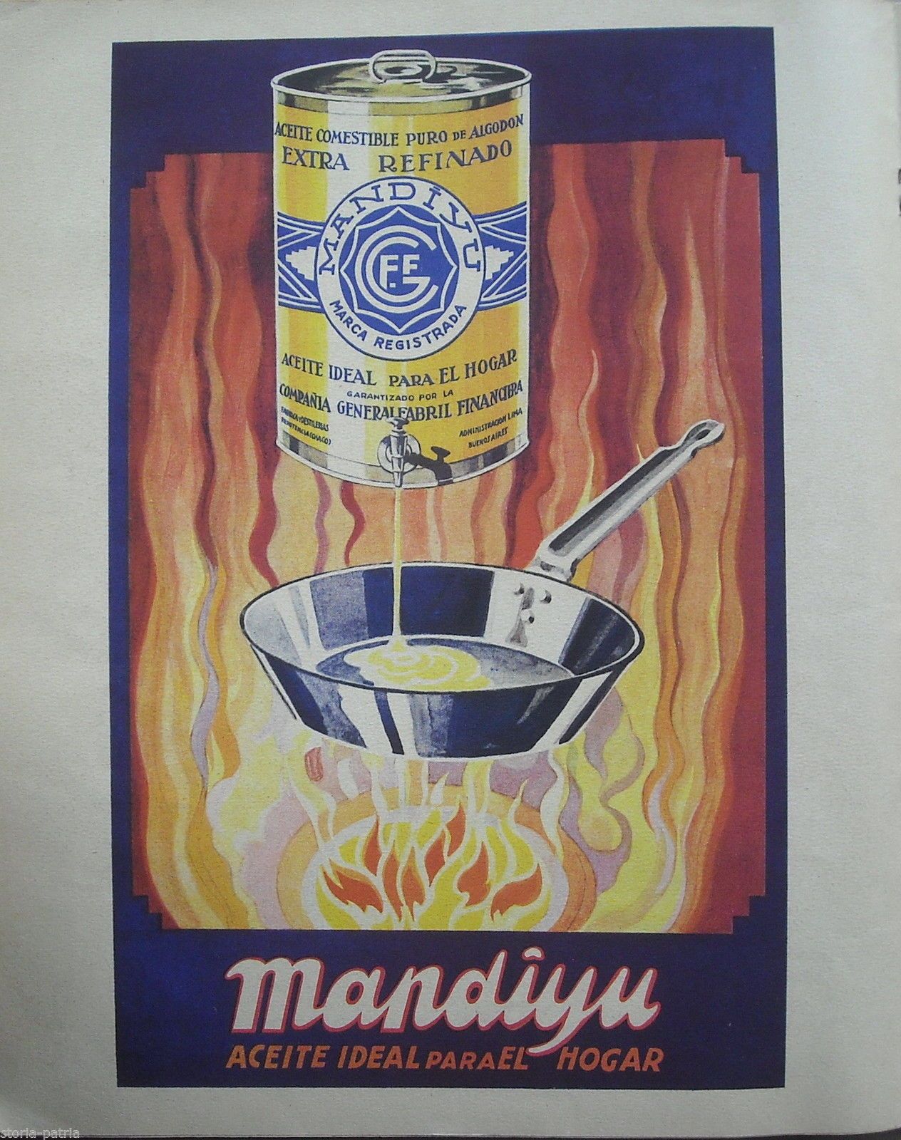Pubblicità Vintage Olio Mandiyu Anni '30 Stampa Originale