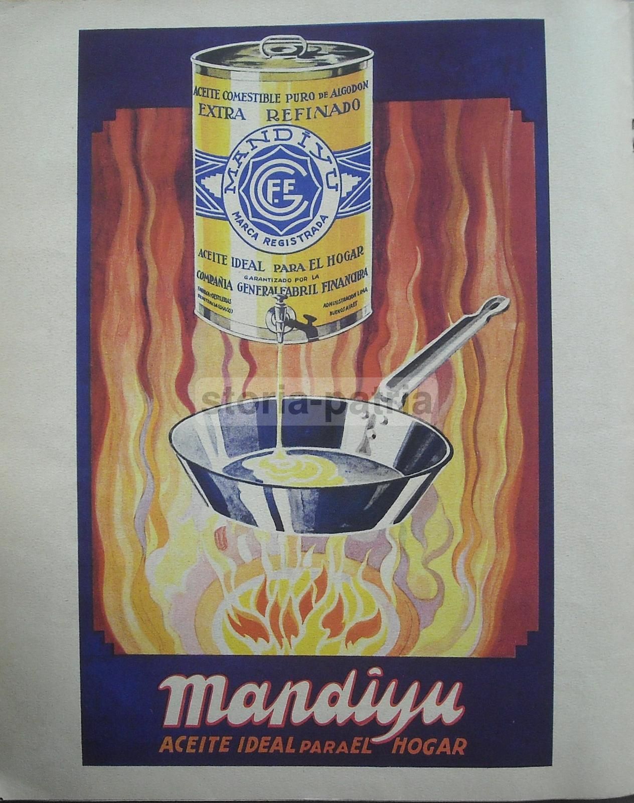 Pubblicità Vintage Olio Mandiyu Anni '30 Stampa Originale