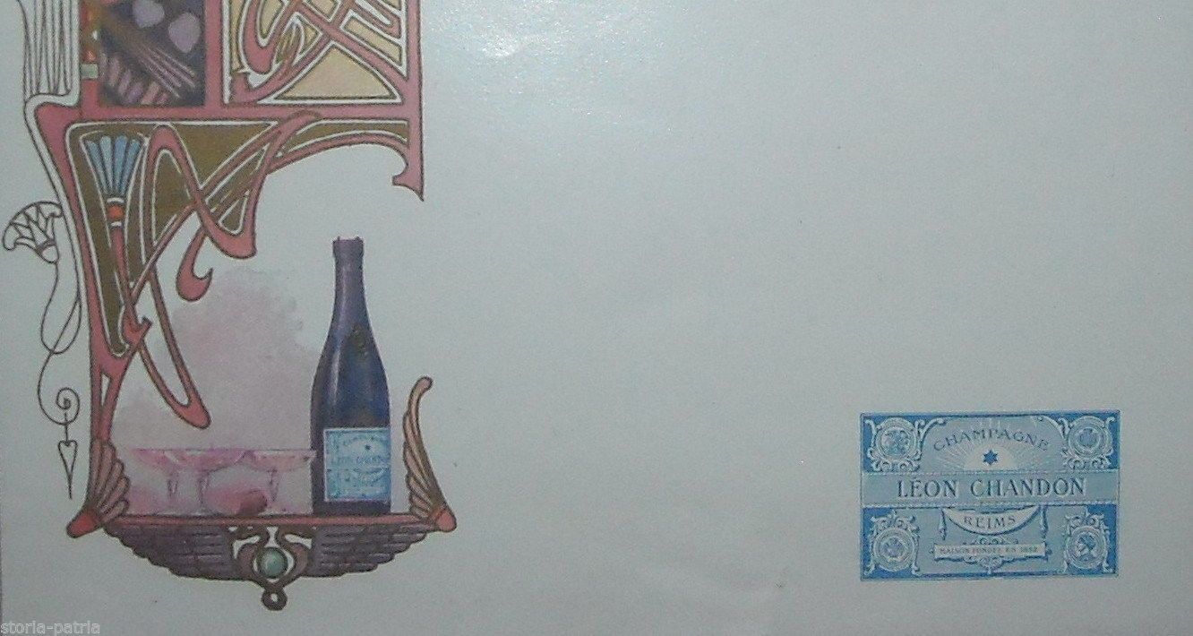Grafica Pubblicitaria Champagne Leon Chandon Reims In Stile Liberty