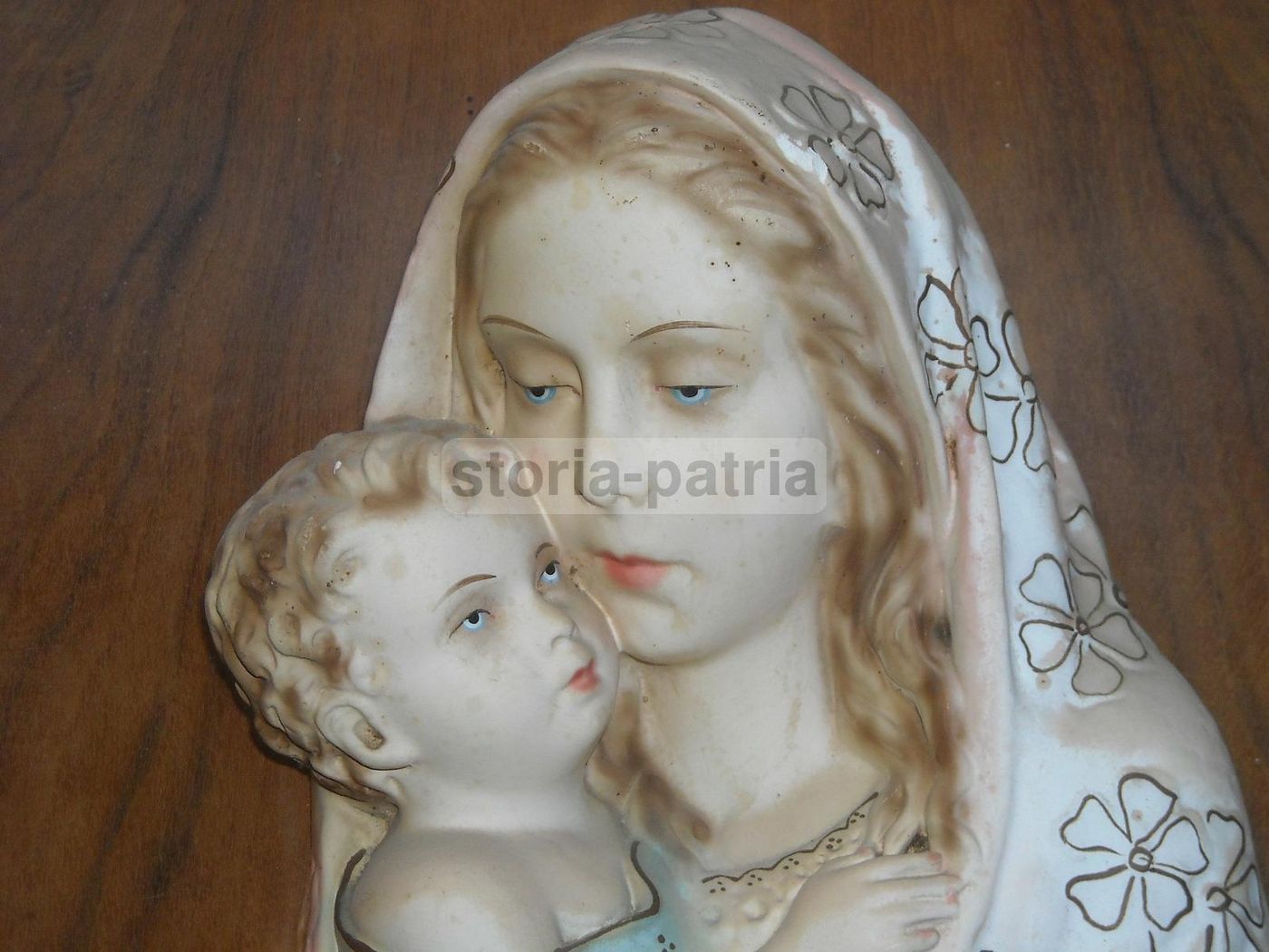Madonna Con Bambino, Scultura Policroma Su Pannello, Anni '30 '50