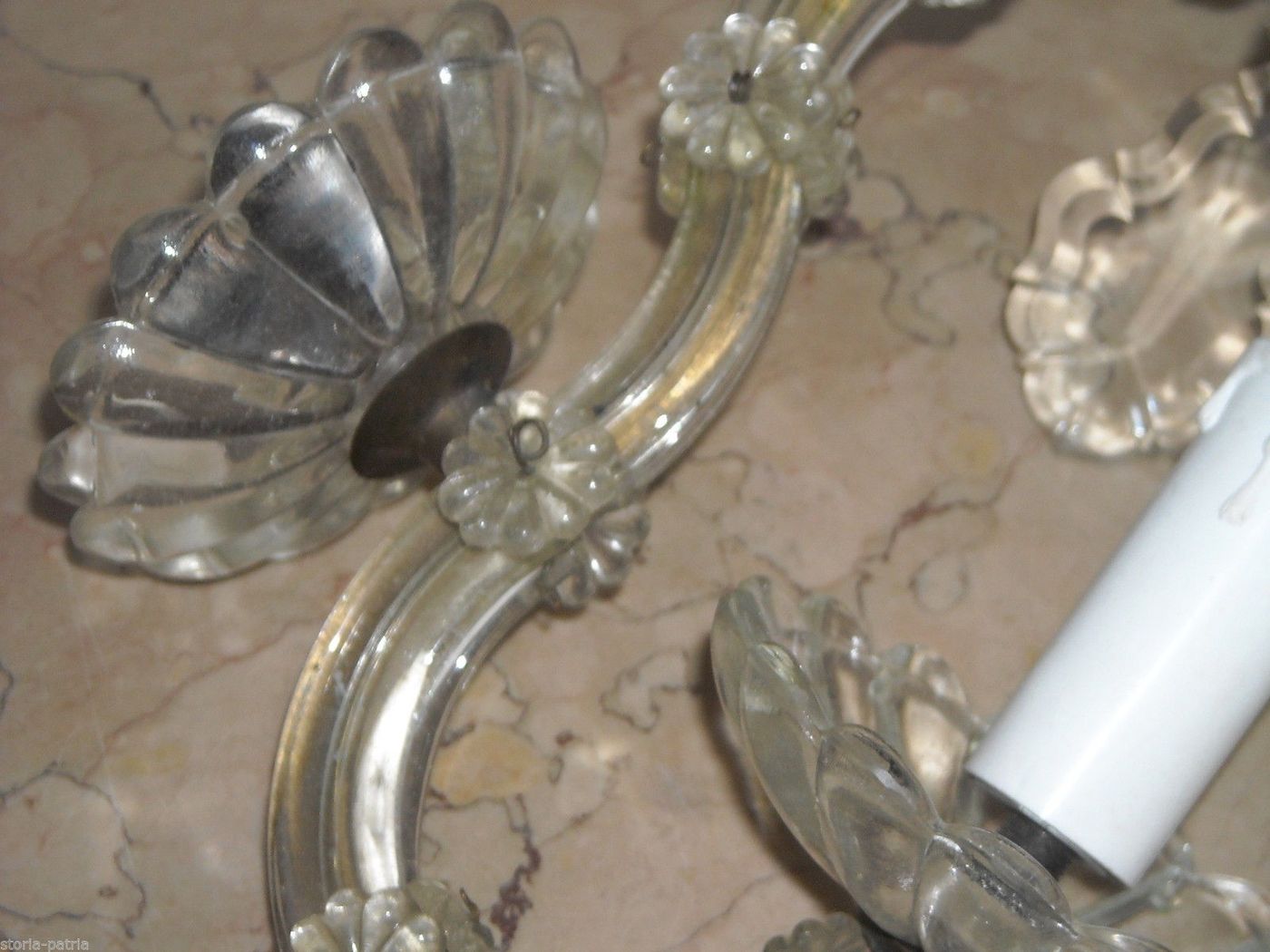 Applique In Vetro Di Murano, Prima Metà Del '900 Con Pendenti Decorativi