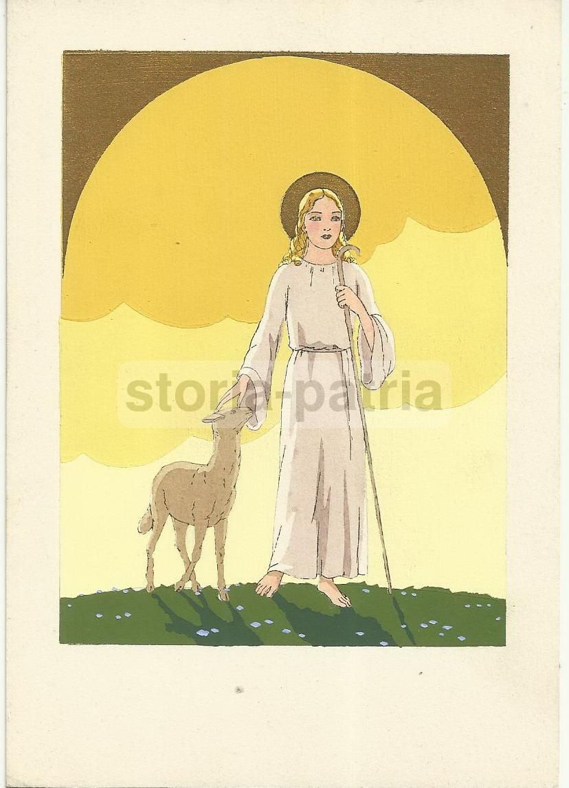 Cartolina Devozionale Gesù Buon Pastore, Ars Nova, Anni '50
