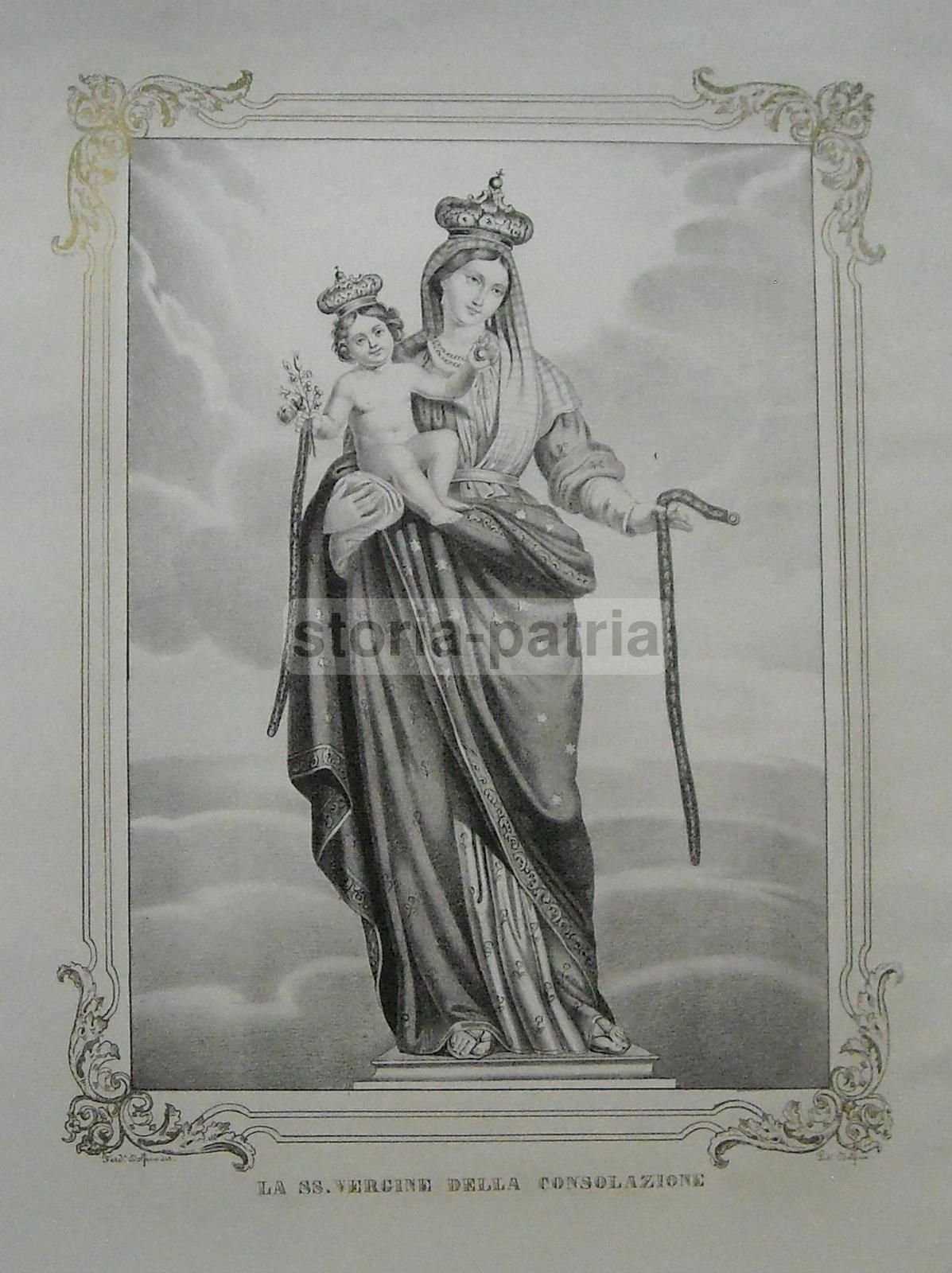 Stampa Litografica Madonna Della Consolazione, Dolfino, XIX Secolo