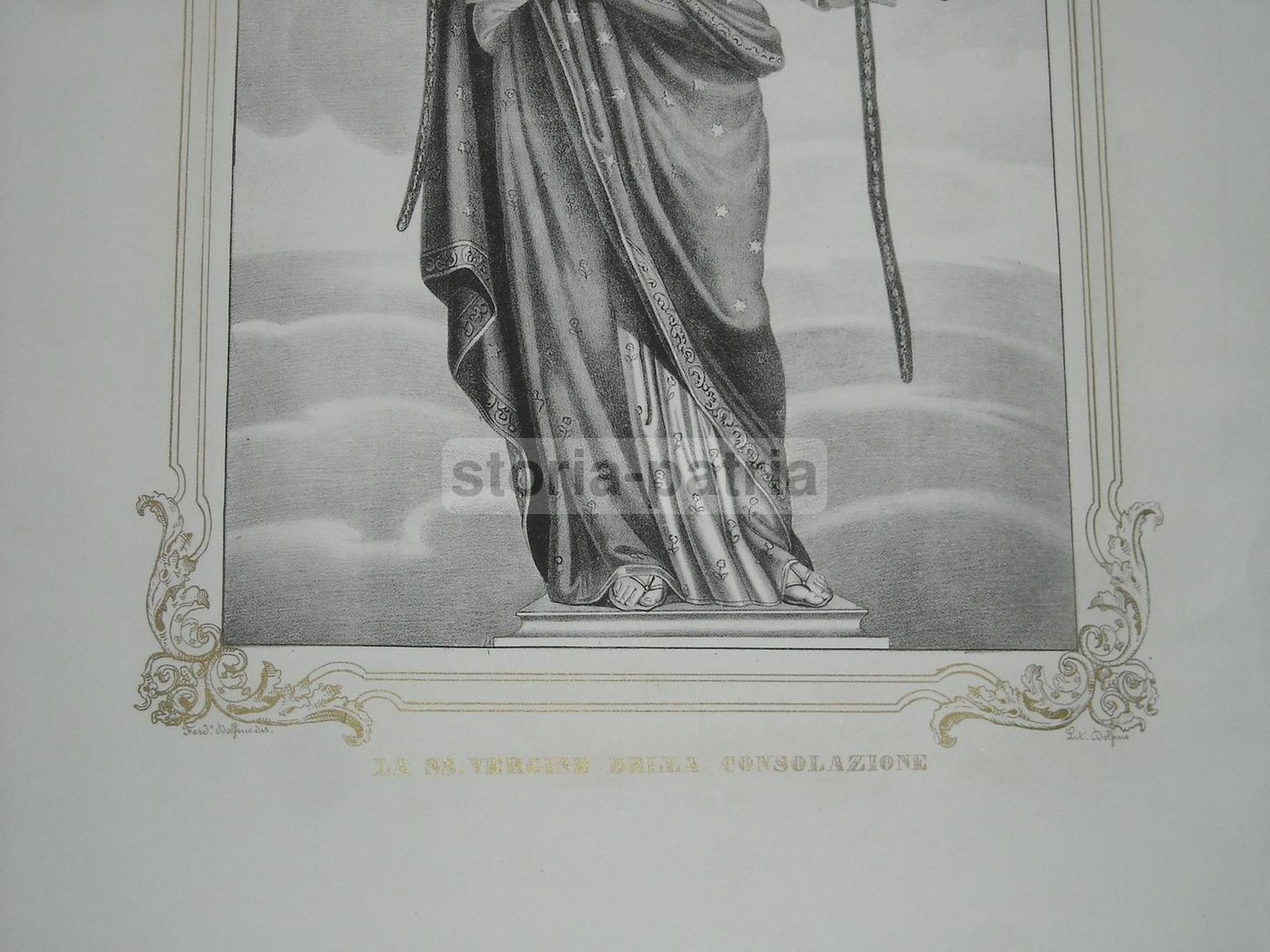 Stampa Litografica Madonna Della Consolazione, Dolfino, XIX Secolo