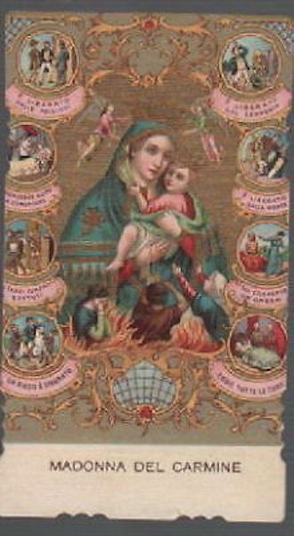 Santino Madonna Del Carmine Con Miracoli, Cromolitografia 1900