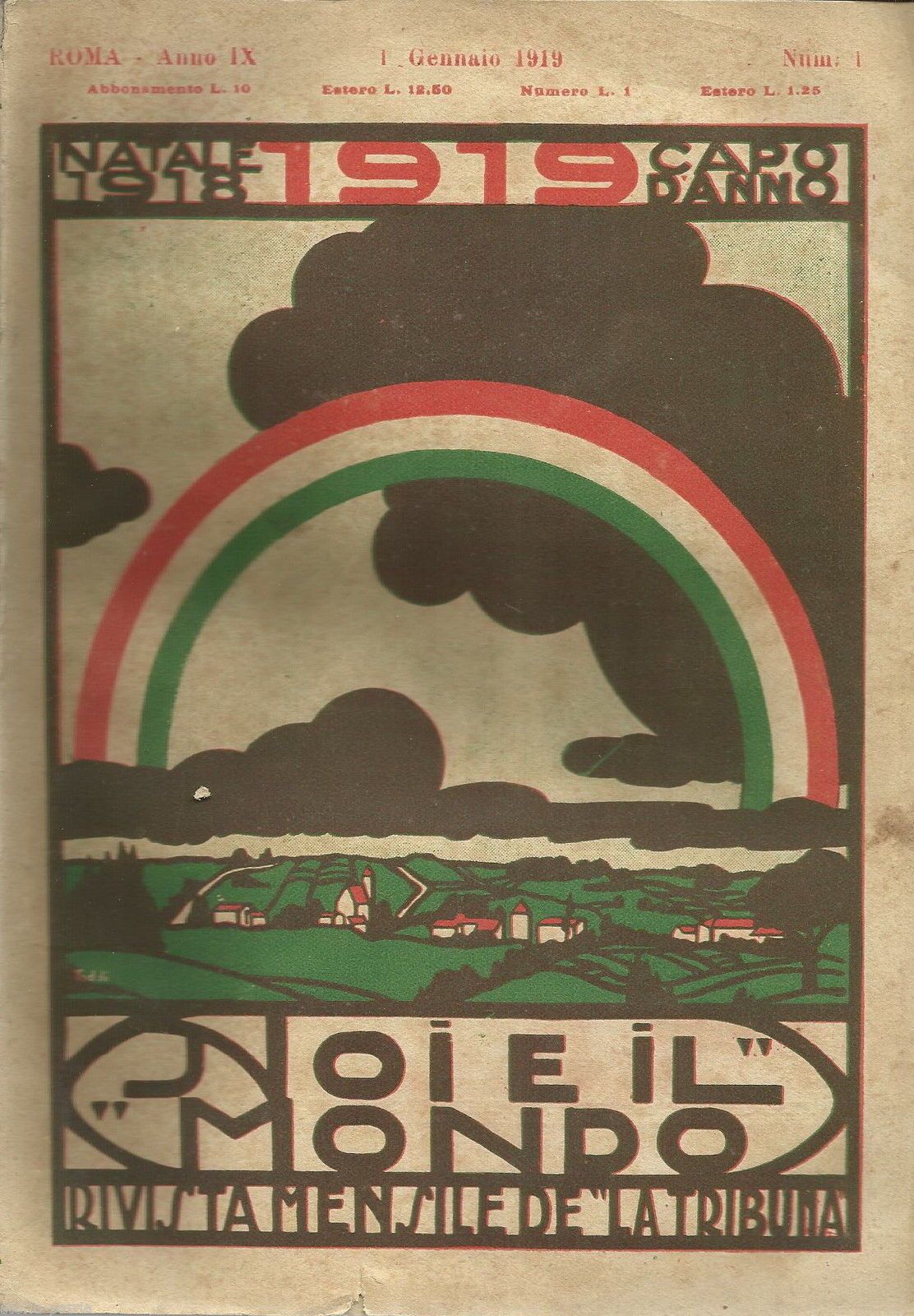 Stampa Pubblicitaria Toddi 1919 Arcobaleno Tricolore Patriottica
