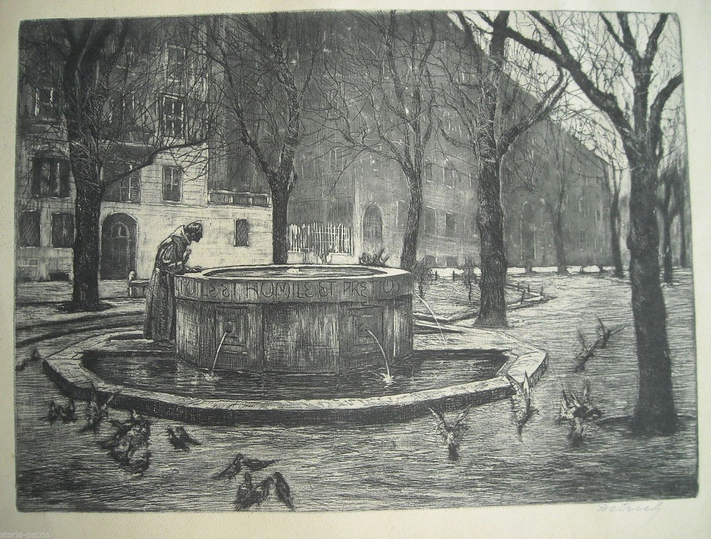 Stampa Francescana San Francesco E Uccelli Acquaforte Anni '30