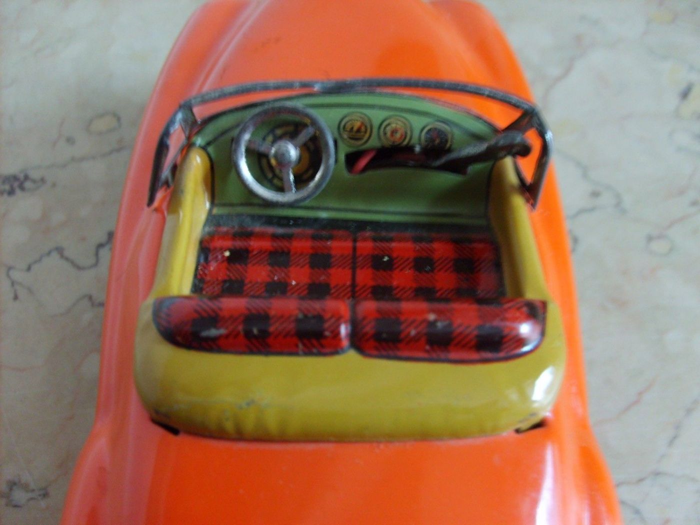 Automobilina d'Epoca Giapponese In Latta Rossa, Anni '50