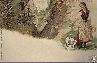 Cartolina Cromolitografica Costume Popolare Tirolese Primo '900
