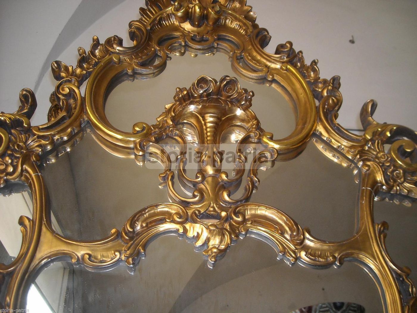 Specchiera Dorata Decorativa Grande Epoca '900 Cm 195x135