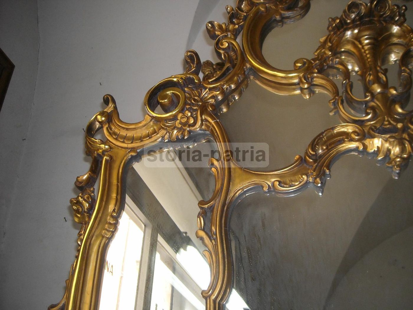 Specchiera Dorata Decorativa Stile '900 Cm 195x135