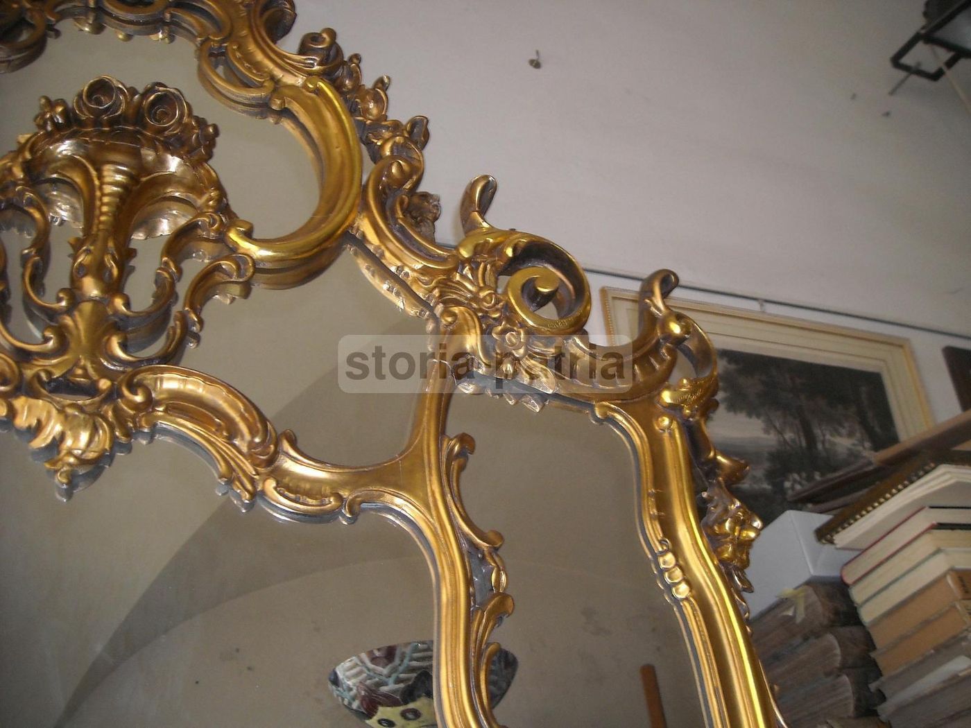 Specchiera Dorata Decorativa Grande Epoca '900 Cm 195x135